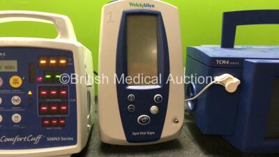 Mixed Lot Including 1 x Criticare Comfort Cuff 506N3 Series Patient Monitor (Powers Up with Error-See Photo) 1 x Welch Allyn Spot Vital Signs Monitor (No Power) 1 x Radiometer TCM4 Series Monitor (No Power) - 3