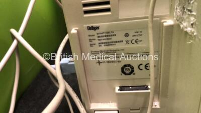 2 x Drager Infinity Delta Patient Monitors with 2 x AC Power Supplies (Both Power Up) - 6