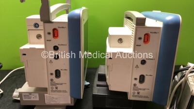 2 x Drager Infinity Delta Patient Monitors with 2 x AC Power Supplies (Both Power Up) - 3