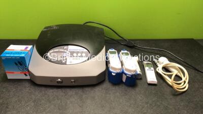 Mixed Lot Including 1 x Anspach SC2101 Drive Unit (Powers Up) 2 x Covidien Genius 2 Thermometer with Base Unit (1 Powers Up, 1 No Power) 1 x Thermofinder Thermometer (Untested Due to Missing Batteries and Battery Cover) 1 x Carefusion 4413 Surgical Clippe