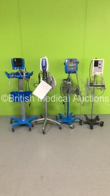 1 x GE Carescape V100 Vital Signs Monitor on Stand with SPO2 Finger Sensor and BP Hose, 1 x GE Dinamap Pro 300V2 Vital Signs Monitor on Stand with SPO2 Finger Sensor and BP Hose, 1 x Welch Allyn SPOT Vital Signs Monitor on Stand with BP Hose and 1 x Datas