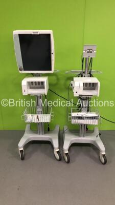 GE D19KT Monitor on Stand with 2 x Stands and 2 x GE M1115512 Module Racks with 1 x Blank Module (Powers Up)