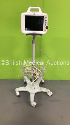 GE Dash 3000 Patient Monitor on Stand with BP1,BP2,SpO2,Temp/CO,NBP and ECG Options and Leads (Powers Up with Cracked Casing-See Photos) * SN SHQ12025519SA * * Mfd 2012 *