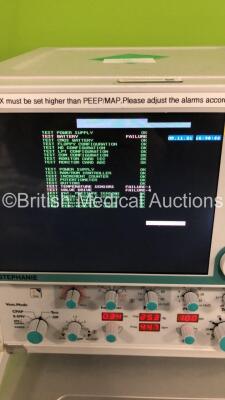 Stephan Stephanie Ventilator Version 3.62 en on Stand - Running Hours 15609 (Powers Up with Error - See Pictures) - 4