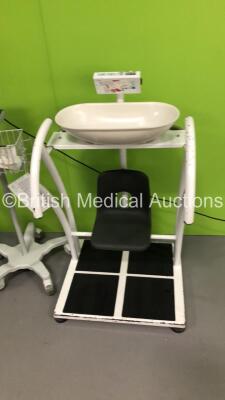 Mixed Lot Including 1 x Criticare Systems Inc Comfort Cuff 506N3 Series Patient Monitor on Stand,1 x Mackworth TA180 Standing Aid and 1 x Marsden Infant Seated Weighing Scales (Powers Up) - 2