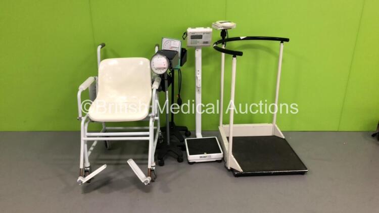 Mixed Lot Including 1 x Marsden Seated Weighing Scales,2 x Accoson BP Meters,1 x Marsden Standing Weighing Scales and 1 x Seca Standing Weighing Scales