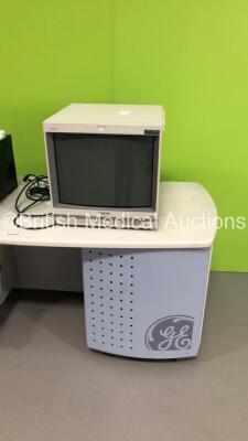 GE Mobile Trolley with Sony Monitor and HP Printer (No Power-Monitor Damaged-See Photos) - 4