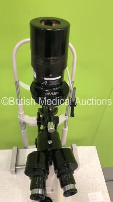 Topcon SL-3D Slit Lamp with 2 x 10x Eyepieces and 2 x 16x Eyepieces on Hydraulic Table (Powers Up with Good Bulb-Damaged Power Supply Cables-See Photos) * SN 204328 * - 4