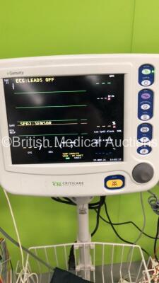 2 x Criticare Systems Inc nGenuity Patient Monitors with ECG/Resp,Temp,NIBP and SpO2 Options,2 x SpO2 Finger Sensors,2 x BP Hoses,2 x BP Cuffs and 1 x 3-Lead ECG Lead and 1 x Criticare CSI8100 Patient Monitor with ECG/Resp,SpO2,IBP1,IBP2,T1 and NIBP Optio - 6