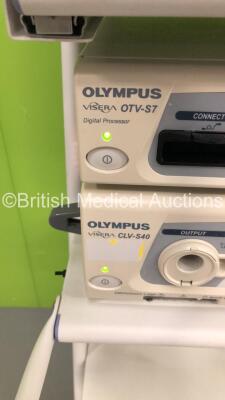 Olympus Stack System Including Olympus OEV191 Monitor,Olympus Visera OTV-S7 Camera Control Unit,Olympus Visera CLV-S40 Light Source and Olympus Keyboard (Powers Up) * SN 7684484 / 7702406 / 7727835 * - 5