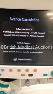 Datex-Ohmeda S/5 Avance Carestation Anaesthesia Machine Software Version 3.20 with Philips IntelliVue MP70 Anaesthesia Monitor,Philips M3012A Module with Press/Temp Options,Philips M3001A Module with ECG/Resp,SpO2,NBP and Press/Temp Options,Philips Intell - 3
