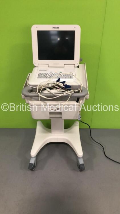 Philips PageWriter TC70 ECG Machine on Stand with 10 Lead ECG Leads (No Power)