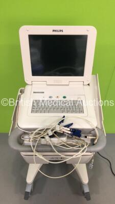 Philips PageWriter TC70 ECG Machine on Stand with 10 Lead ECG Leads (No Power) - 3