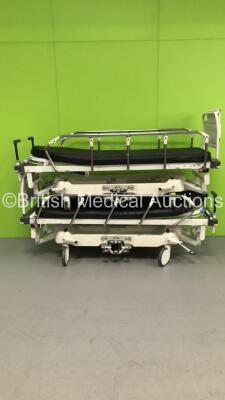 2 x Huntleigh Nesbit Evans Hydraulic Patient Examination Couches with Mattresses (Hydraulics Tested Working)