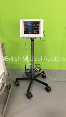 1 x Datascope Passport XG Patient Monitor on Stand with SPO2, BP, T, IBP1 and IBP2 Options (Powers Up), 1 x Marsden Sitdown Weighing Scales and 1 x Joerns Oxford Presence 227 Electric Patient Hoist with Battery and Controller (Powers Up) *S/N 678902 / PJ2 - 2