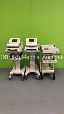 1 x Philips PageWriter Trim II ECG Machine on Stand with 1 x 10-Lead ECG Lead,1 x Philips PageWriter Trim III ECG Machine on Stand with 1 x 10-Lead ECG Lead * Missing Keys-See Photos * and 1 x Agilent PageWriter 200 ECG Machine on Stand * Missing Trim-See