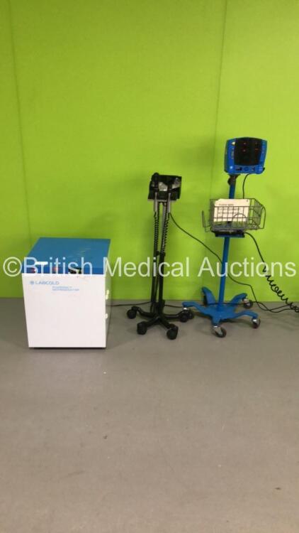 Mixed Lot Including 1 x GE Carescape V100 Patient Monitor on Stand,1 x Keeler Otoscope/Ophthalmoscope Set on Stand with 2 x Handpieces and 2 x Heads and 1 x Labcold Pharmacy Refrigerator (All Power Up) * SN AAW07210429SA / N/A *