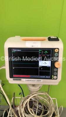 1 x Welch Allyn 53N00 Vital Signs Monitor on Stand with BP Hose (Powers Up) 1 x Omron Digital Blood Pressure Monitor on Stand (No Power) and 1 x Philips SureSigns VM4 Vital Signs Monitor on Stand with SPO2 Finger Sensor, 3 Lead ECG Leads, BP Hose and Cuf - 5