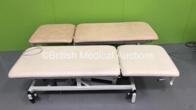 2 x Huntleigh Akron Electric Patient Examination Couches with Controllers (Both Power Up)