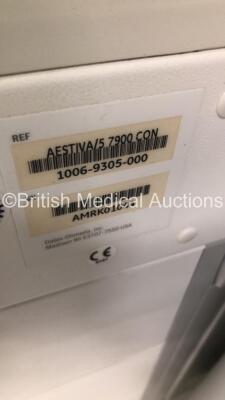 Datex-Ohmeda Aestiva/5 Anaesthesia Machine with Datex-Ohmeda Aestiva SmartVent 7900 Software Version 4.8,Absorber,Oxygen Mixer,Bellows and Hoses (Powers Up-Missing 1 x Draw-See Photos) - 7