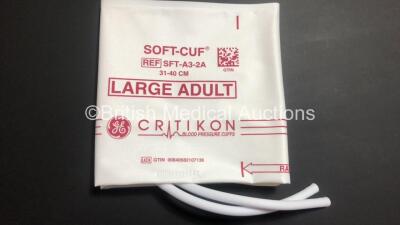 Job Lot of Approx. 100 x GE Critikon Soft-Cuf Blood Pressure Cuffs - No Connectors *Mfd 2020* (Large Adult) - 2