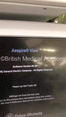 Datex-Ohmeda Aespire View Anaesthesia Machine Software Version 06.20 with Bellows,Oxygen Mixer and Hoses (Powers Up) - 3
