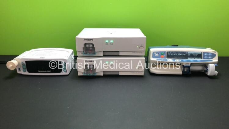 Mixed Lot Including 1 x Cardinal Health Alaris GH Syringe Pump (Requires Service) 2 x Philips IntelliVUE G5 M1019A Gas Modules and 1 x BCI Capnocheck Plus