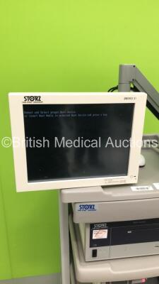 Karl Storz Stack Trolley Including Storz WideView HD Monitor,Storz 200903 31 Monitor,Storz AIDA Control 200961 20 Unit * Hard Drive Removed *,Storz SCB Xenon 300 201331 20 Light Source Unit,Storz SCB Image 1 Hub 222010 20 Duo Camera Control Unit,Storz Ima - 3