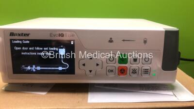 2 x Baxter EvoIQ LVP Infusion Pumps with Operators Manual * Mfd 2018* (Power Up in Excellent Condition - Boxed) *SK80807717 - SK80803282* - 2