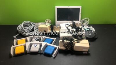 Mixed Lot Including 5 x Welch Allyn Otoscope / Ophthalmoscope Sets with 10 x Handpieces (No Heads), 1 x Medicare Systems Monitor and 5 x Footswitches