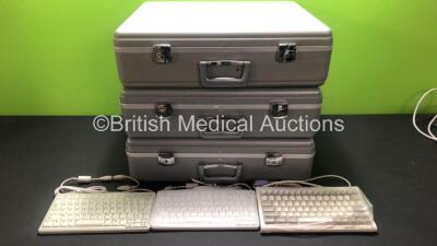 3 x Karl Storz Carry Cases Including 3 x Keyboards and Various Connection Leads