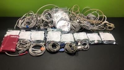 Job Lot of Mindray Patient Monitor Cables Including ECG, SpO2 Leads and Sensors, Transducer and NIBP