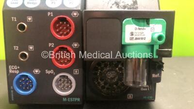 GE Datex-Ohmeda F-CM1-05 Patient Monitor *Mfd 2009* (No Power) with 1 x Datex-Engstrom M-CO-00-00 Gas Module with Water Trap and 1 x Datex-Ohmeda M-ESTPR..04 Module - 2