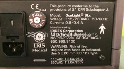 IRIS Medical OcuLight SLx Laser with 1 x Footswitch *Mfd 2002* (Powers Up with Stock Key - Not Included) *28166-LS* - 4
