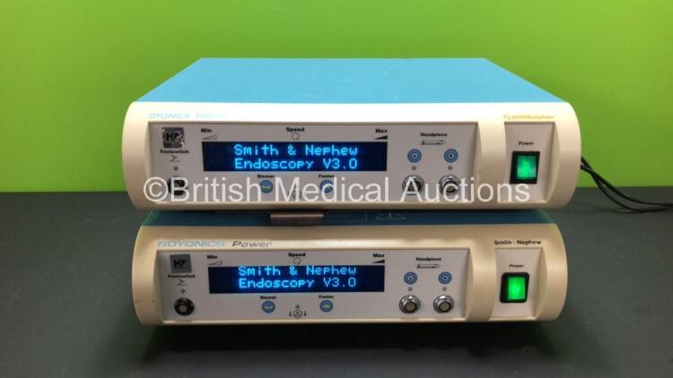 2 x Smith & Nephew Dyonics Power Control Units *Mfd 2010 - 2006* (Both Power Up) *XT825 - XT317*