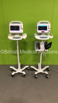2 x Welch Allyn VSM 6000 Series Patient Monitors on Stands (Both Power Up - Missing Lower Cap - See Pictures)
