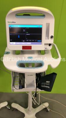 2 x Welch Allyn VSM 6000 Series Patient Monitors on Stands (Both Power Up - Missing Lower Cap - See Pictures) - 2