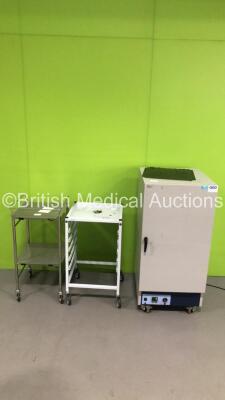 1 x Stainless Steel Trolley, 1 x Metal Trolley and 1 x QED Scientific Incubator (Powers Up)