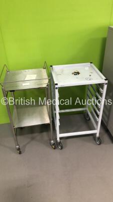 1 x Stainless Steel Trolley, 1 x Metal Trolley and 1 x QED Scientific Incubator (Powers Up) - 2