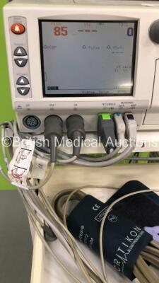 GE 250cx Series Fetal Monitor on Stand with 1 x SpO2 Finger Sensor,3 x US Transducers,1 x ECG Lead and 1 x BP Hose and Cuff (Powers Up) - 2