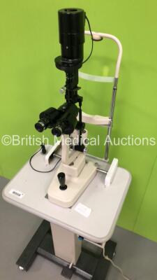 Topcon SL-3C Slit Lamp with 2 x 10x Eyepieces on Hydraulic Table (Powers Up with Good Bulb) - 4