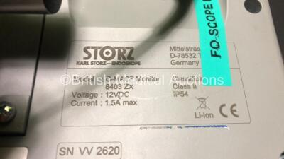 2 x Karl Storz C-Mac 8403 ZX Video Laryngoscope Monitors with 1 x Power Supply and 2 x Karl Storz 8402 X Electronic Modules (Both Power Up) - 6