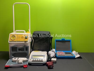 Mixed Lot Including 1 x BladderScan BVI 3000 Bladder Scanner with Transducer/ Probe and 2 x Flat Batteries in Case, 1 x Ohmeda XCaliber Transducer Calibration System, 1 x EZ-IO G3 Power Driver, 1 x SAM 12 High Vacuum-High Flow Medical Suction Unit and 1 x