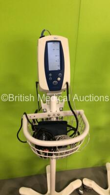 4 x Welch Allyn Spot Vital Signs Monitors on Stands with 4 x SpO2 Finger Sensors,4 x BP Hoses and 4 x BP Cuffs (All Power Up) - 5