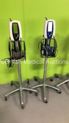 4 x Welch Allyn Spot Vital Signs Monitors on Stands with 4 x SpO2 Finger Sensors,4 x BP Hoses and 4 x BP Cuffs (All Power Up) - 2