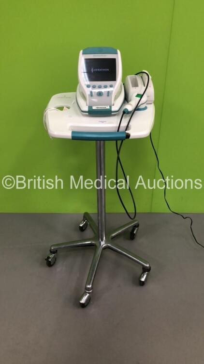 Verathon BVI 9400 Bladder Scanner Part No 0570-0190 with Transducer / Probe, 2 x Batteries and Charger on Stand (Powers Up - Probe Casing Loose)