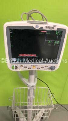 GE Dash 5000 Patient Monitor with BP1,BP2,SpO2,Temp/CO,NBP and ECG Options on Stand (Powers Up) - 3