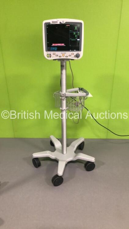 GE Dash 5000 Patient Monitor with SpO2,Temp/CO,NBP and ECG Options on Stand (Powers Up)