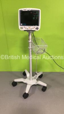 GE Dash 5000 Patient Monitor with SpO2,Temp/CO,NBP and ECG Options on Stand (Powers Up)