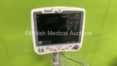 GE Dash 5000 Patient Monitor with SpO2,Temp/CO,NBP and ECG Options on Stand (Powers Up) - 5